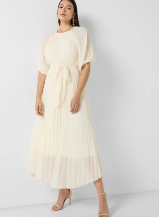 Puff Sleeve Pleated Dress