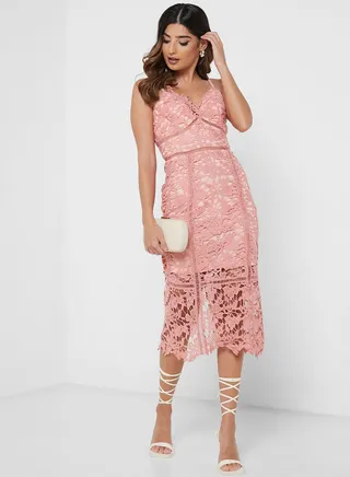 Open Back Lace Insert Dress