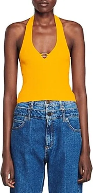 Sandro Donatien Ribbed Halter Tank