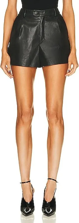 NILI LOTAN Cassie Leather Short in Black