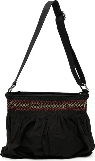 Embroidered Shirred Tote Bag