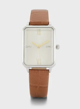 Croc Strap Rectangle Watch