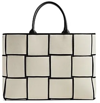 Bottega Veneta Woven Leather & Canvas Arco Tote