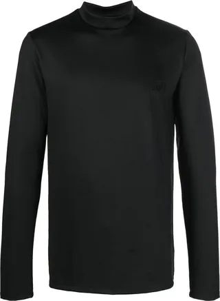embroidered mock-neck T-Shirt