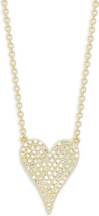 14K Gold & Diamond Heart Pendant Necklace