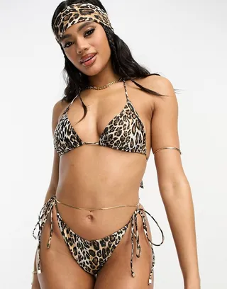 South Beach mix & match tie side bikini bottom in leopard print