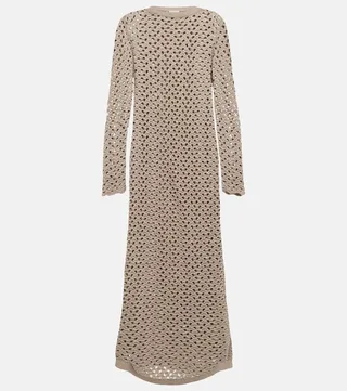 Cotton-blend crochet maxi dress
