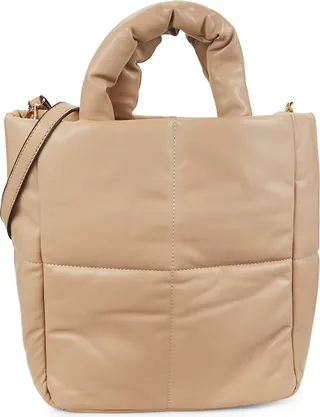 Faux Leather Puffy Quilted Tote