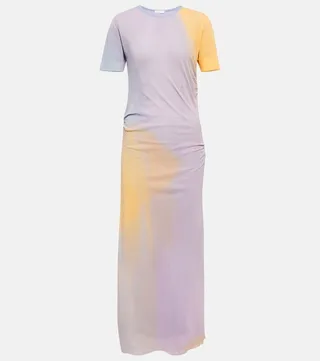 Printed tulle midi dress