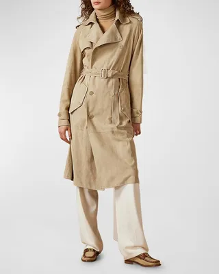 Baird Belted Suede Trench Coat