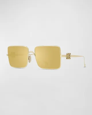 Mirrored Metal Alloy Rectangle Sunglasses