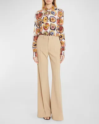 Cavalry Wool Wide-Leg Trouser Pants