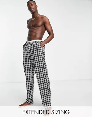 ASOS DESIGN woven lounge bottoms in black and white check