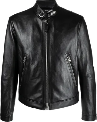 Leather Zip-Up Bomber Jacket