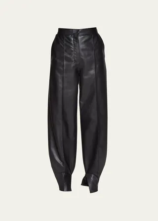 Lambskin Leather Balloon Trousers
