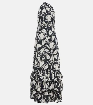 Magnolia Flora embroidered linen maxi dress