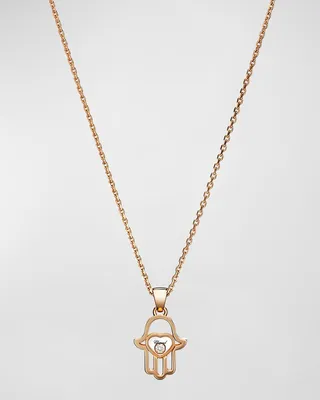 18K Rose Gold Icons Diamond Hamsa Pendant Necklace