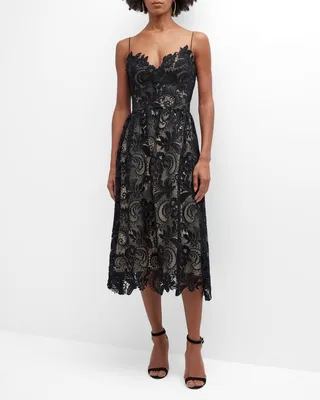 Lace Flared Midi Dress
