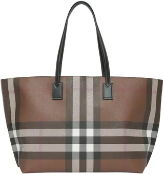 Medium Check E-Canvas & Leather Tote