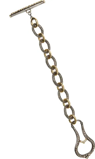 Women's 18K Gold and Sterling Silver Medium Diamond Toggle Bracelet