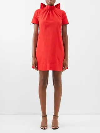 Ilana Bow-neck Moiré Mini Dress