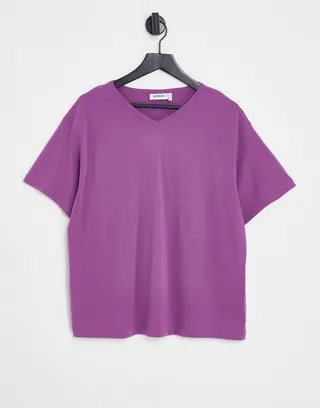Weekday v front t-shirt in dusty purple