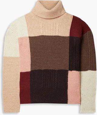 Wyatt patchwork-effect ribbed wool-blend turtleneck sweater