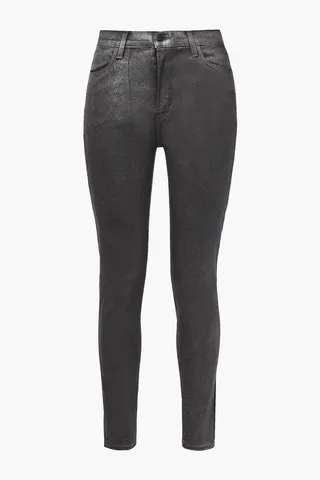 Glittered coated high-rise skinny jeans