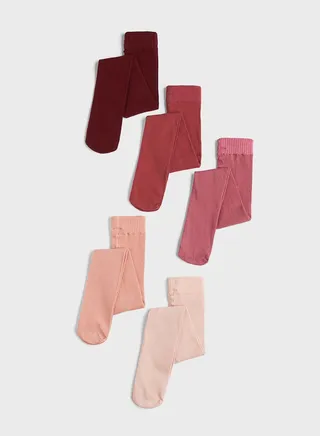 Kids 5 Pack Assorted Knit Tights
