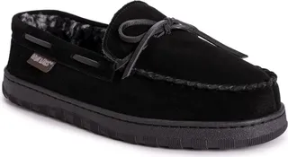 MUK LUKS Men's Paul Printed Berber Suede Slipper-Chocolate 12
