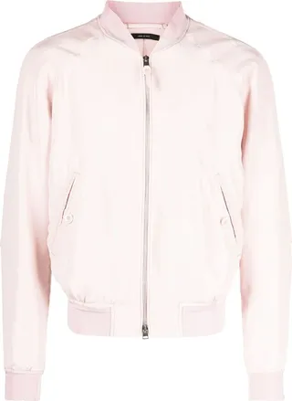 Pearl Pink Habotai Silk Bomber Jacket