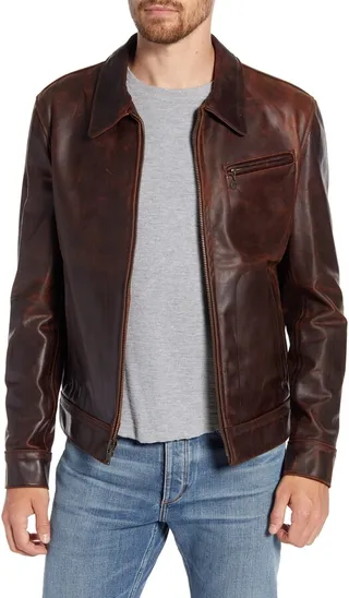 Lightweight Vintage Oil Tanned Unlined Cowhide Leather Trucker Jacket