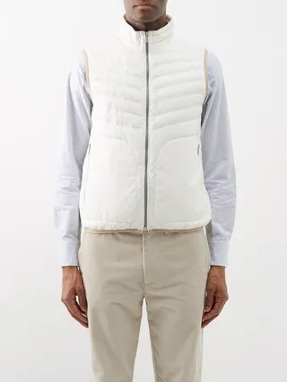 High-neck Quilted-shell Down Gilet