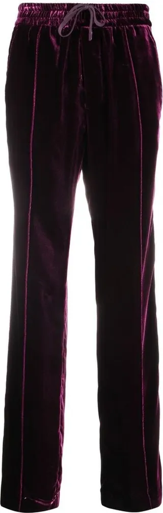Straight-Leg Velvet Track Pants