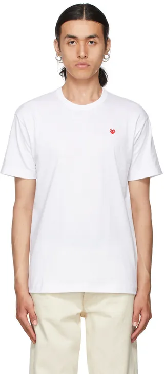 Comme des Garçons Play White & Red Little Heart Patch T-Shirt