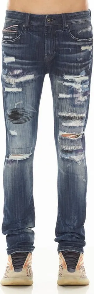Cult of Individuality Punk Super Skinny Jeans In Norse - Blue