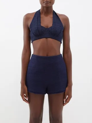 High Tide Halterneck Tweed Bra Top