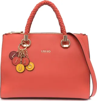 Faux-Leather Logo-Lettering Tote Bag