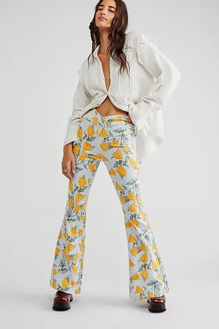 Venice Beach Printed Flare Jeans by We The Free at Free People
