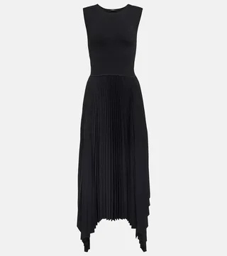 Dera pleated crepe midi dress