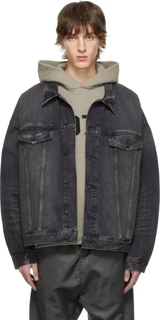 Essentials Black Faded Denim Jacket
