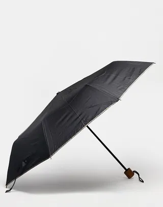 Paul Smith umbrella in black with multistripe trim
