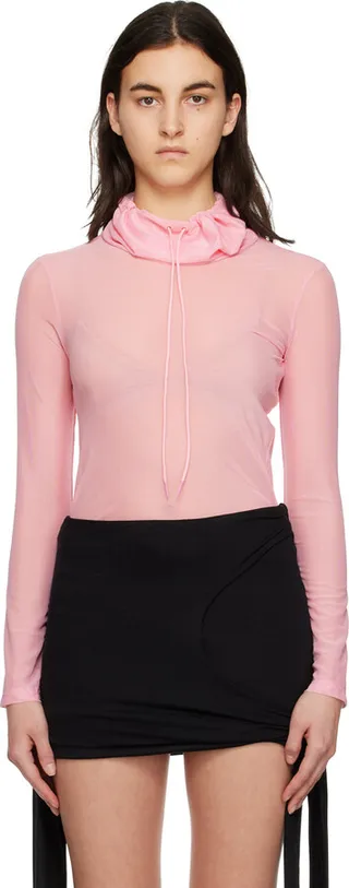 TheOpen Product Pink Drawstring Turtleneck