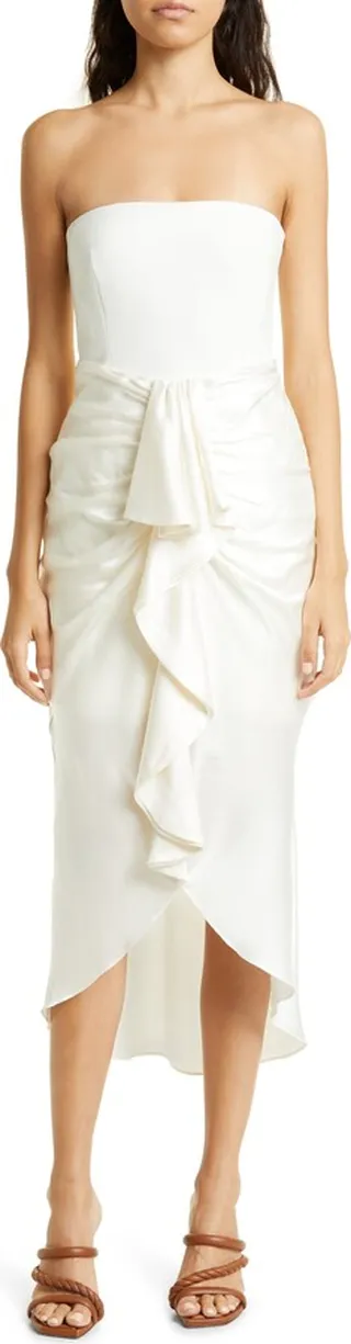 Georgiana Strapless Mixed Media Satin Cocktail Dress