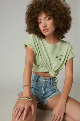 Green Left Chest Clover Crew Tee