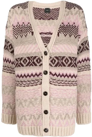 intarsia-knit V-neck cardigan