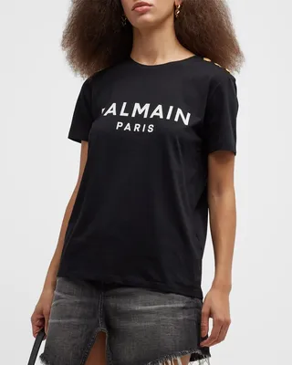 3-Button Flocked Logo T-Shirt