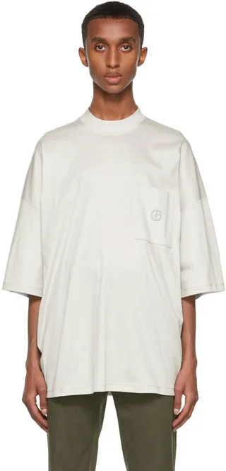 Giorgio Armani Grey Organic Cotton Mock Neck T-Shirt