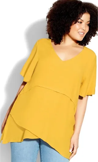 AVENUE| Women's Plus Size Mylah Layer Tunic - sunshine - 30W
