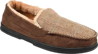 Vance Co. Winston Moccasin Slippers (Brown Fabric) Men's Shoes